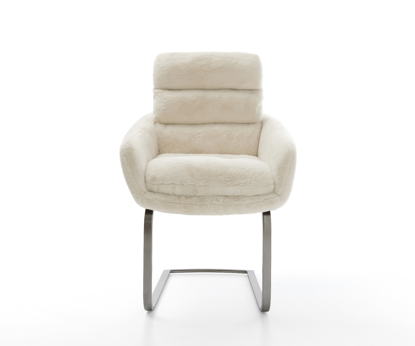 Konzolová jedálenská stolička Abelia-Flex s opierkami plyšový manšester krémovo biela konzolová jedálenská stolička plochý grafit - Image 2