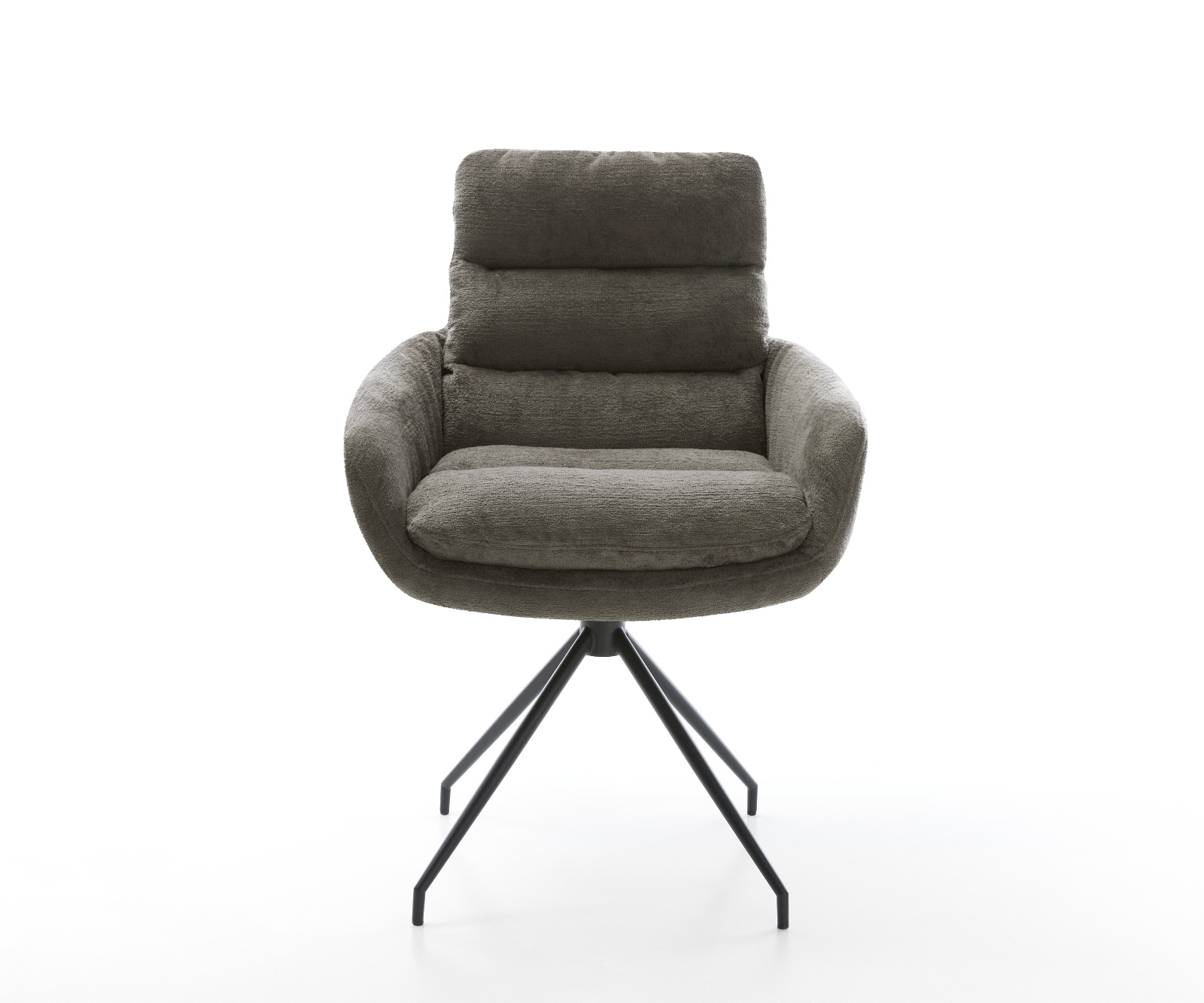 Jedálenská stolička Abelia-Flex s opierkami bouclé mäkký tmavobéžová krížová podstava zúžená čierna - Image 2