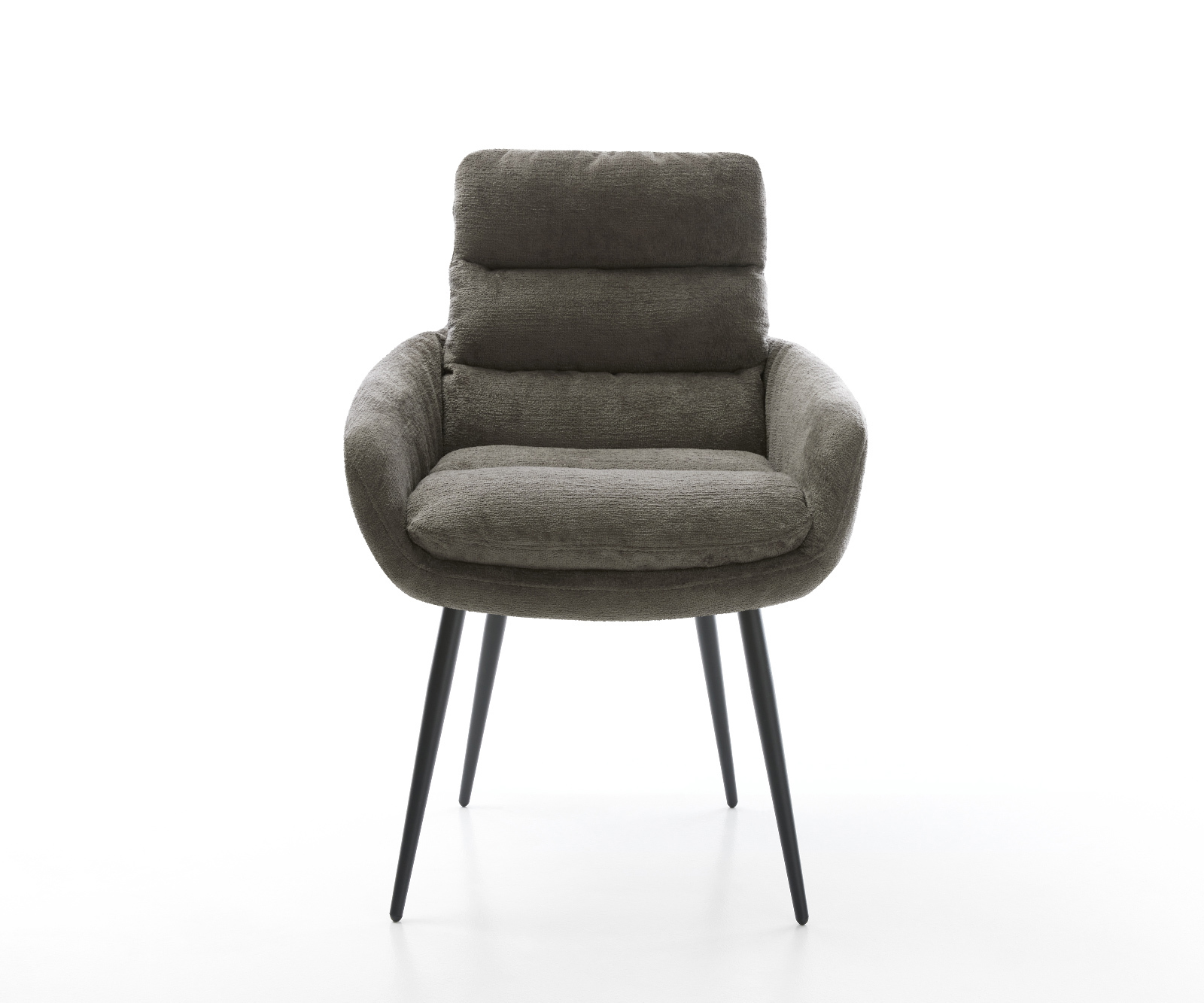 Jedálenská stolička Abelia-Flex s opierkami bouclé mäkký tmavobéžová 4-nohá zúžená čierna - Image 2