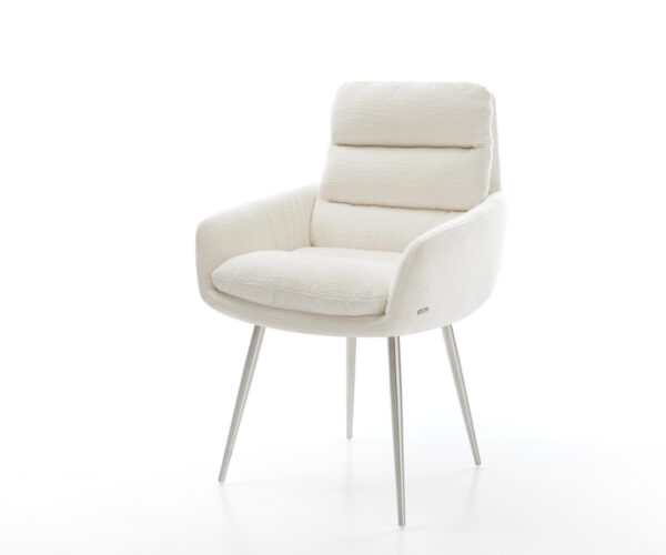 Jedálenská stolička Abelia-Flex s opierkami bouclé mäkký béžová 4-nohá zúžená nerezová oceľ