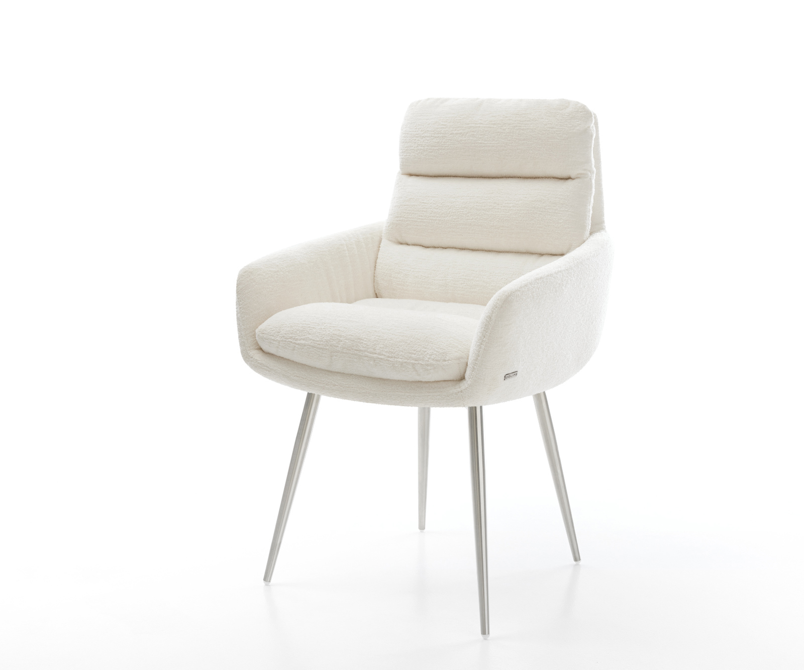 Jedálenská stolička Abelia-Flex s opierkami bouclé mäkký béžová 4-nohá zúžená nerezová oceľ