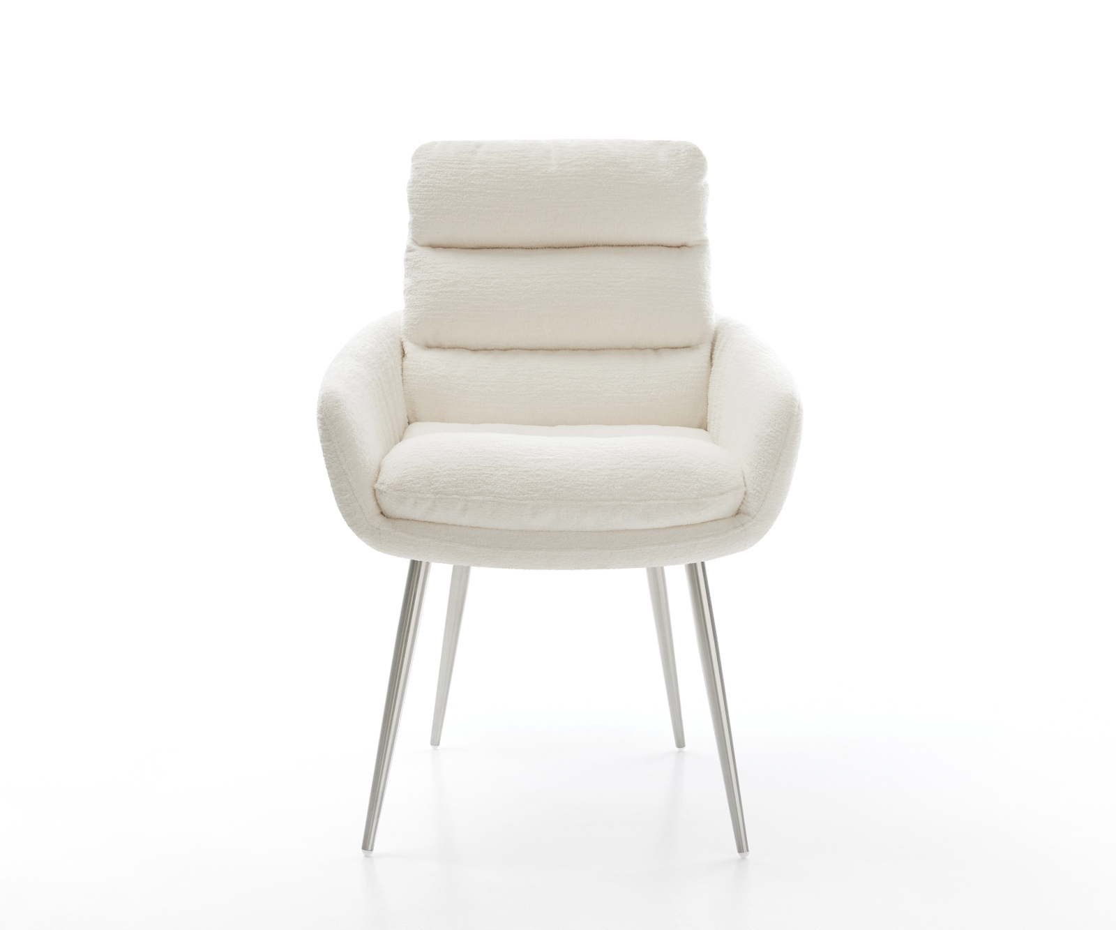 Jedálenská stolička Abelia-Flex s opierkami bouclé mäkký béžová 4-nohá zúžená nerezová oceľ - Image 2