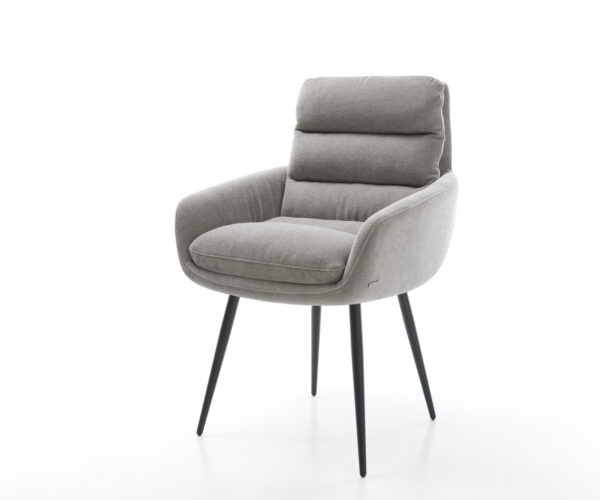 Jedálenská stolička Abelia-Flex s opierkami texturovaná látka mäkký sivá 4-nohá zúžená čierna