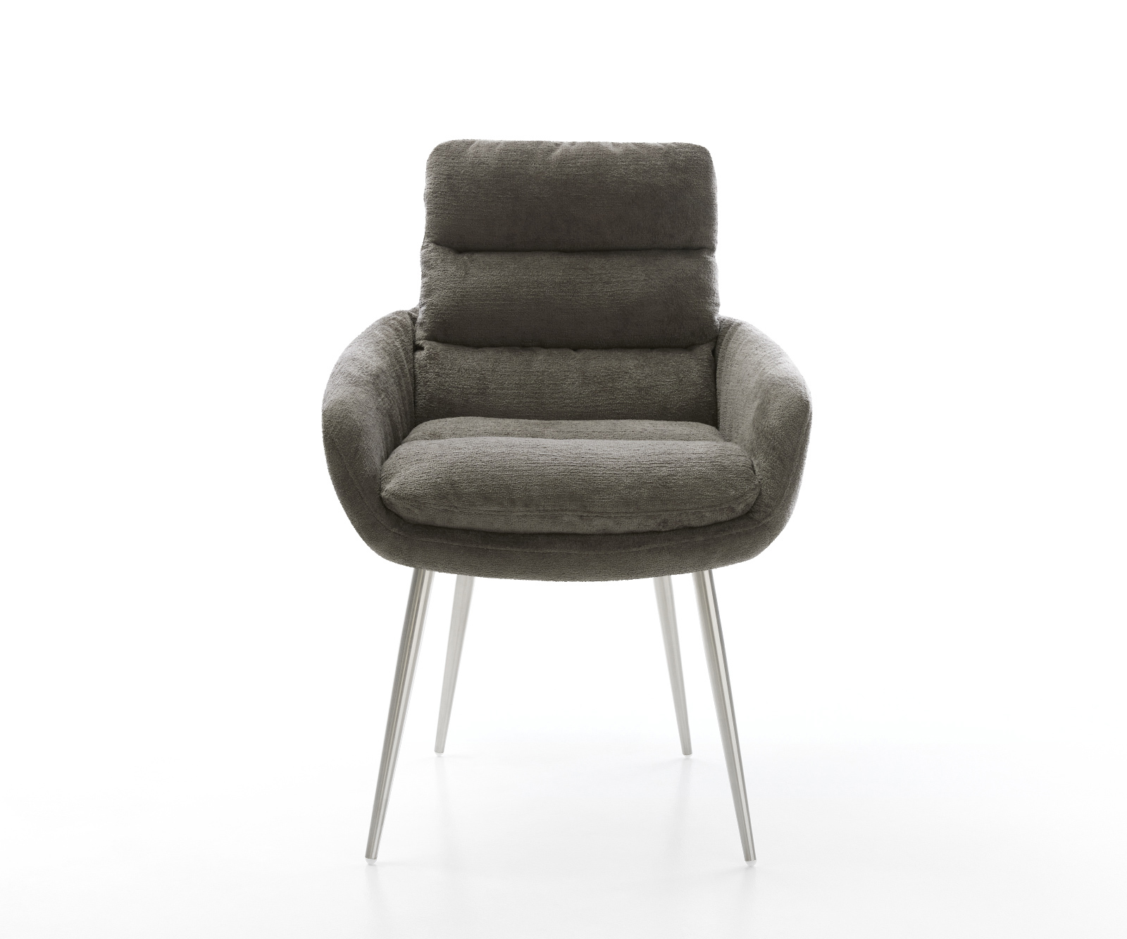 Jedálenská stolička Abelia-Flex s opierkami bouclé mäkký tmavobéžová 4-nohá zúžená nerezová oceľ - Image 2