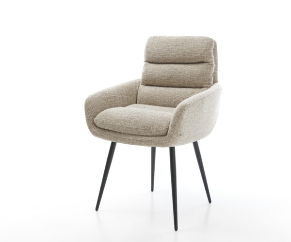 Jedálenská stolička Abelia-Flex s opierkami tkanina mäkká béžová 4-nohá zúžená čierna