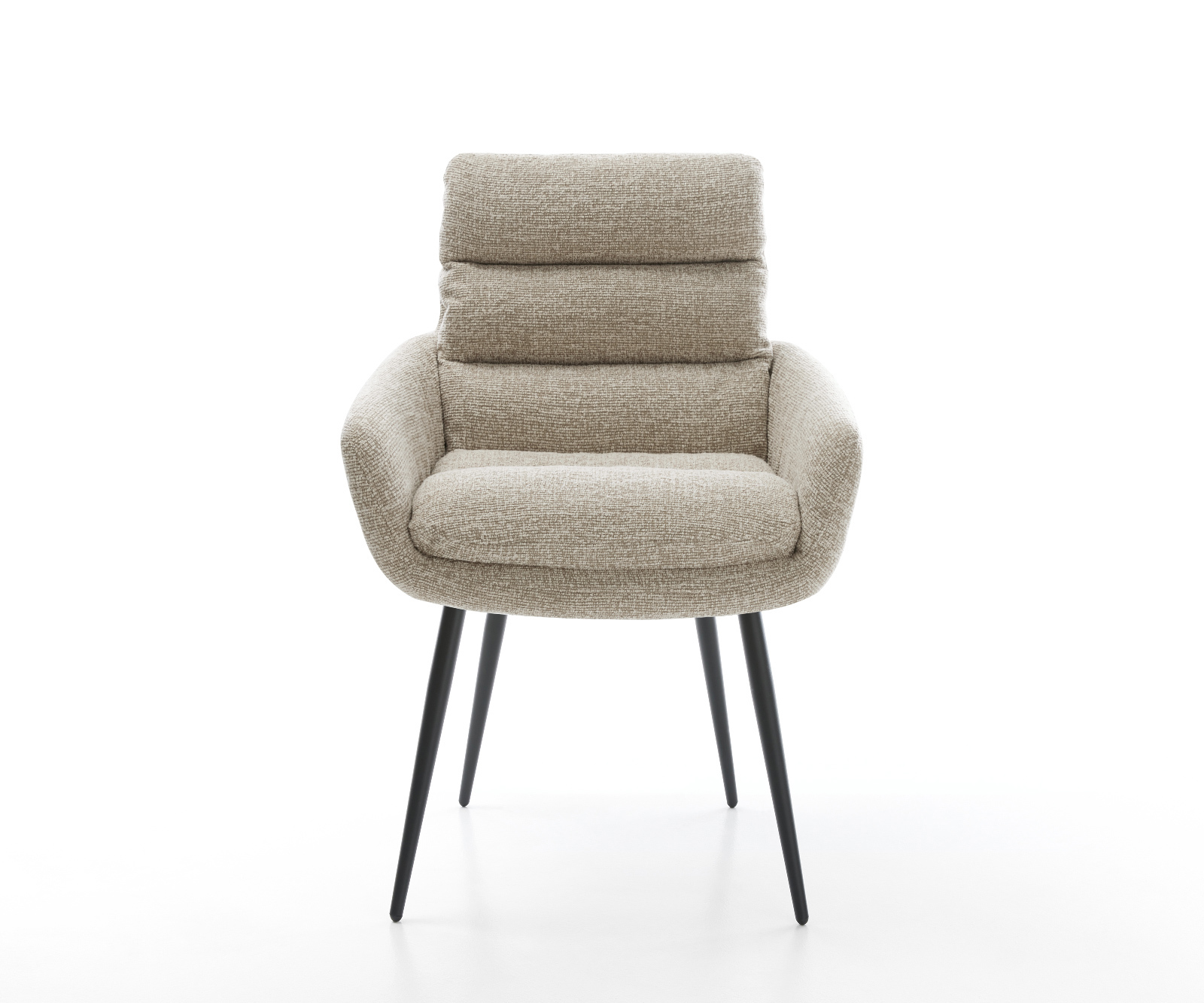 Jedálenská stolička Abelia-Flex s opierkami tkanina mäkká béžová 4-nohá zúžená čierna - Image 2