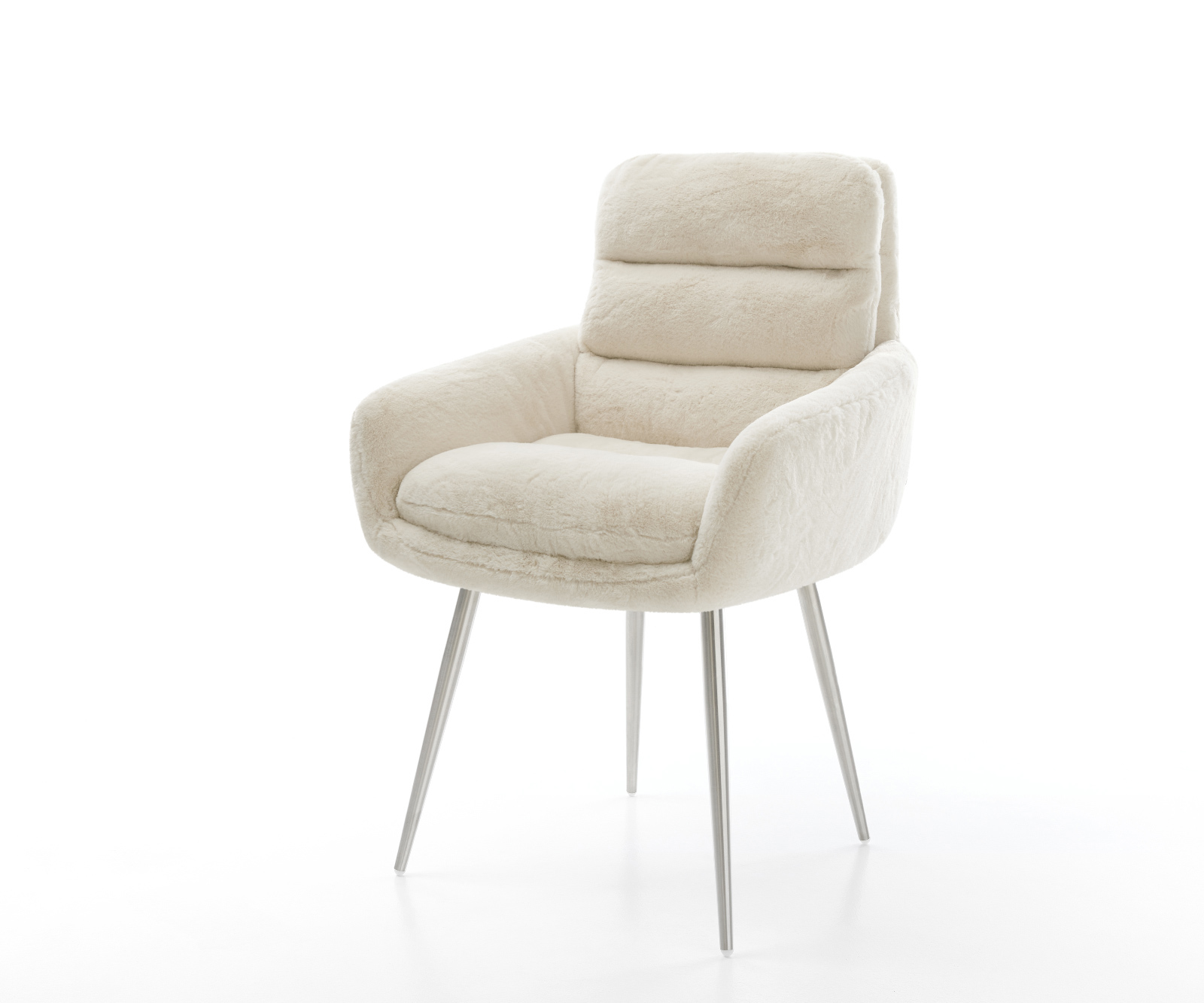 Jedálenská stolička Abelia-Flex s opierkami plyšový manšester krémovo biela 4-nohá zúžená nerezová oceľ