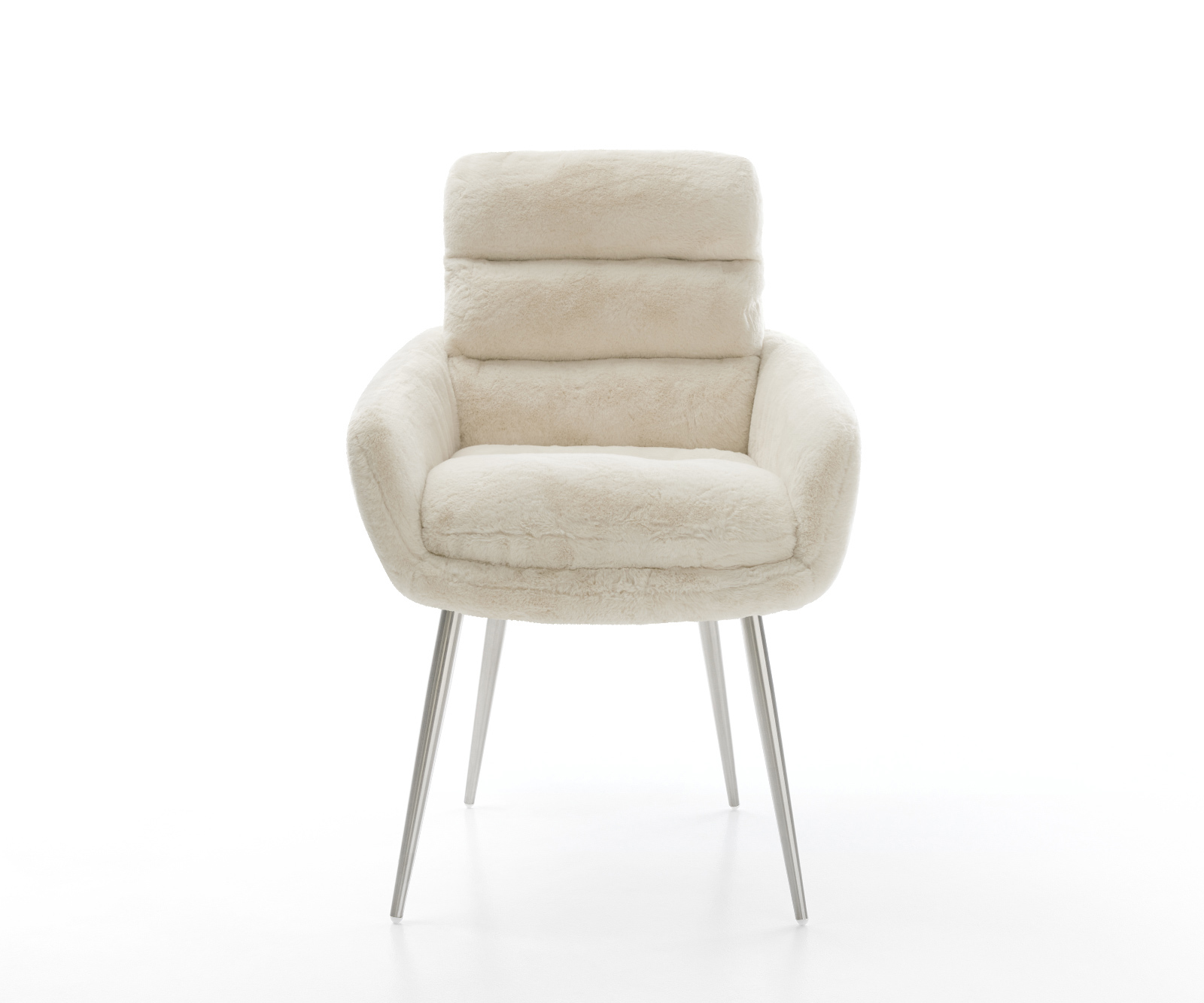 Jedálenská stolička Abelia-Flex s opierkami plyšový manšester krémovo biela 4-nohá zúžená nerezová oceľ - Image 2