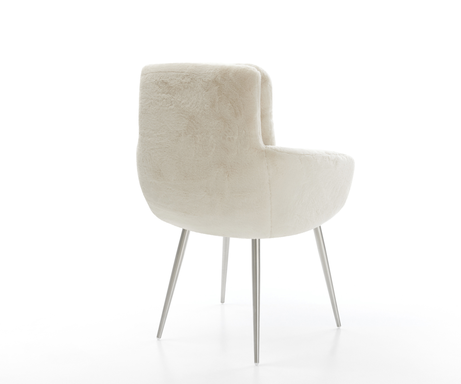 Jedálenská stolička Abelia-Flex s opierkami plyšový manšester krémovo biela 4-nohá zúžená nerezová oceľ - Image 5