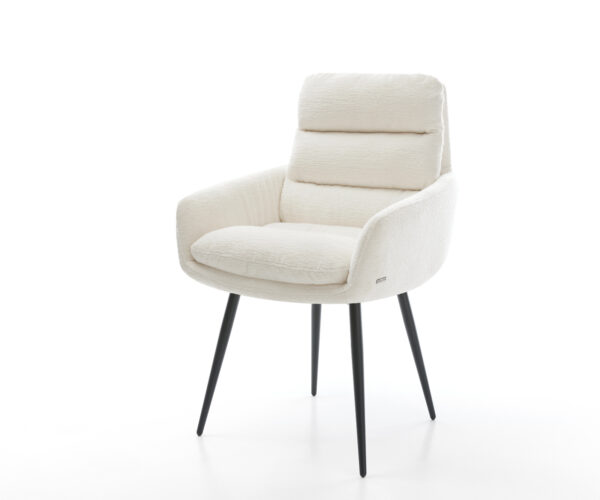 Jedálenská stolička Abelia-Flex s opierkami bouclé mäkký béžová 4-nohá zúžená čierna