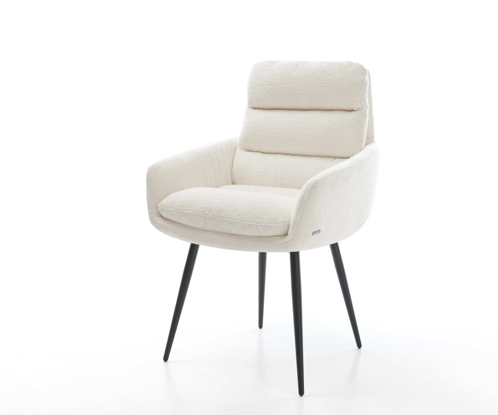 Jedálenská stolička Abelia-Flex s opierkami bouclé mäkký béžová 4-nohá zúžená čierna