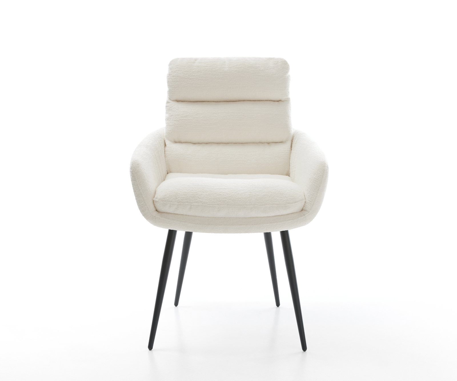 Jedálenská stolička Abelia-Flex s opierkami bouclé mäkký béžová 4-nohá zúžená čierna - Image 2