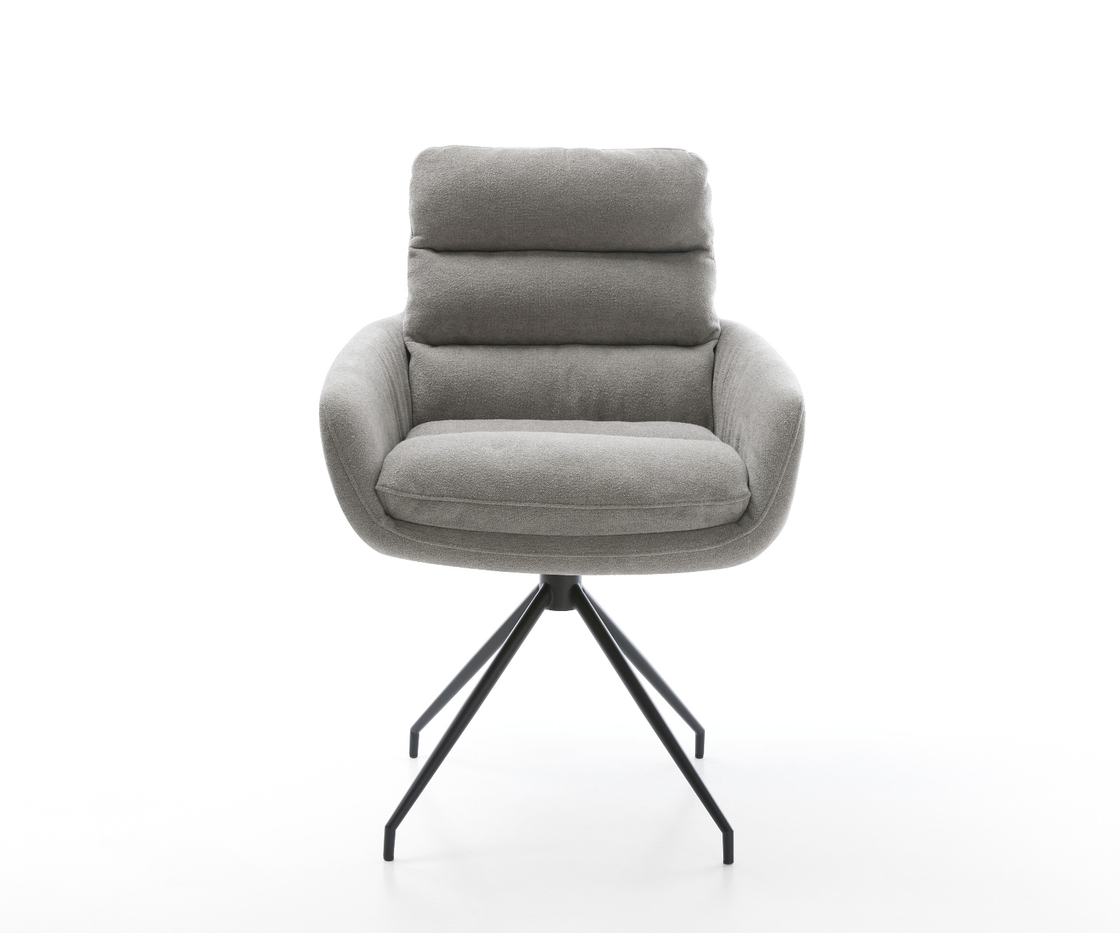 Jedálenská stolička Abelia-Flex s opierkami texturovaná látka mäkký sivá krížová podstava zúžená čierna - Image 2