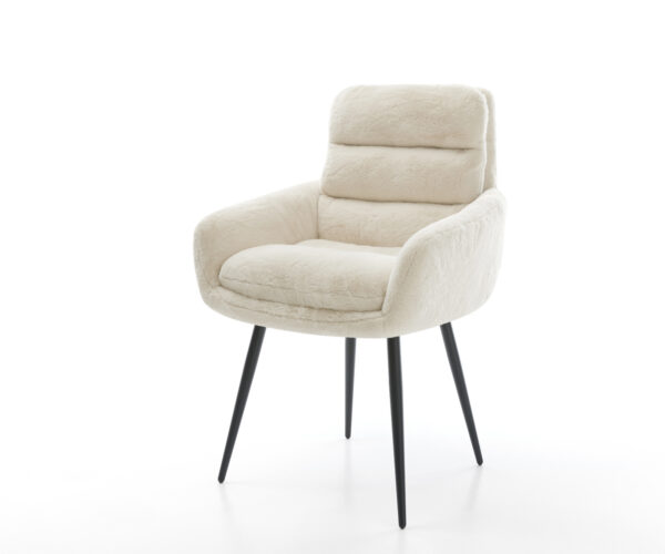 Jedálenská stolička Abelia-Flex s opierkami plyšový manšester krémovo biela 4-nohá zúžená čierna