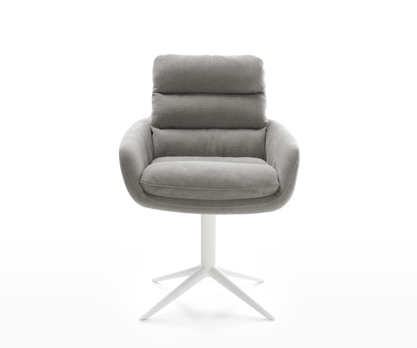 Jedálenská stolička Abelia-Flex s opierkami texturovaná látka mäkký sivá krížová podstava biela 360° otočný hojdacia funkcia - Image 2