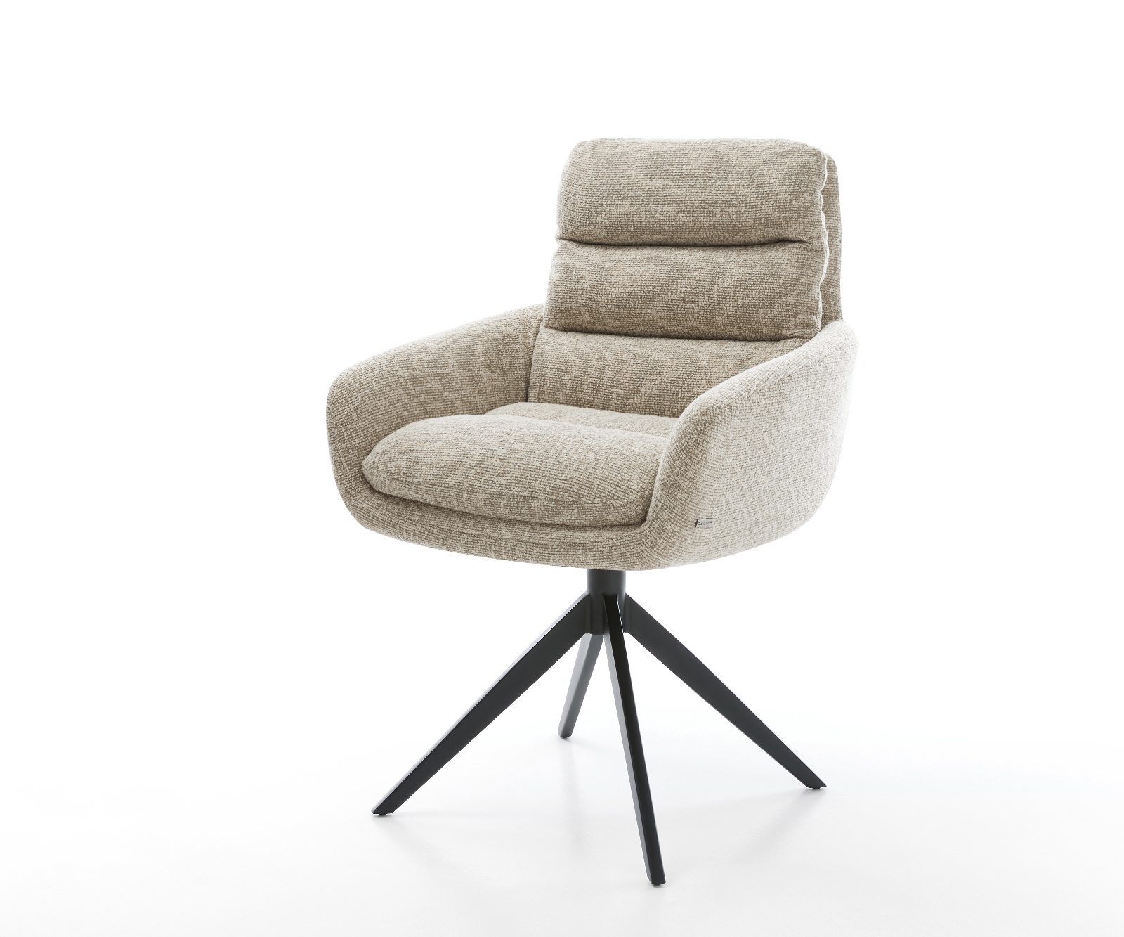 Jedálenská stolička Abelia-Flex s opierkami tkanina mäkká béžová krížová podstava široká čierna 360° otočná hojdacia funkcia