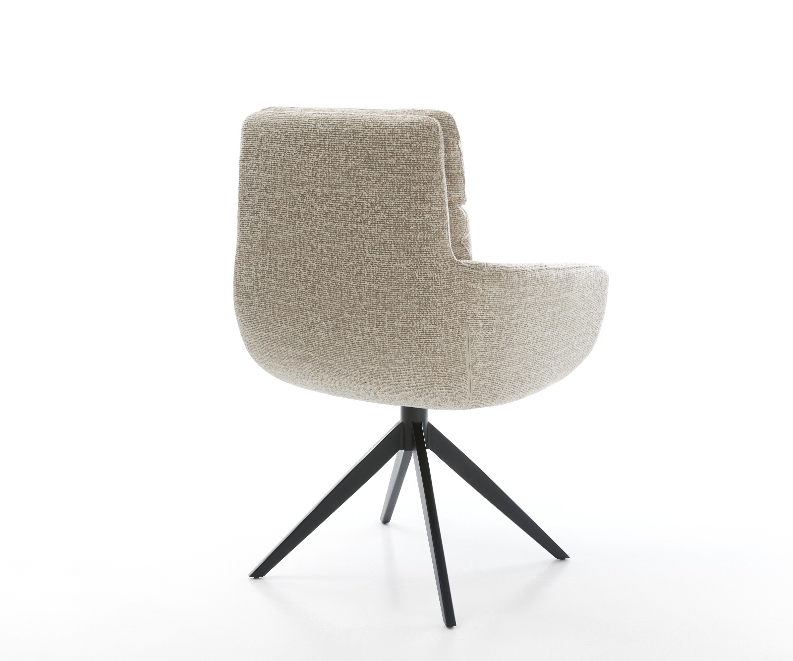 Jedálenská stolička Abelia-Flex s opierkami tkanina mäkká béžová krížová podstava široká čierna 360° otočná hojdacia funkcia - Image 5