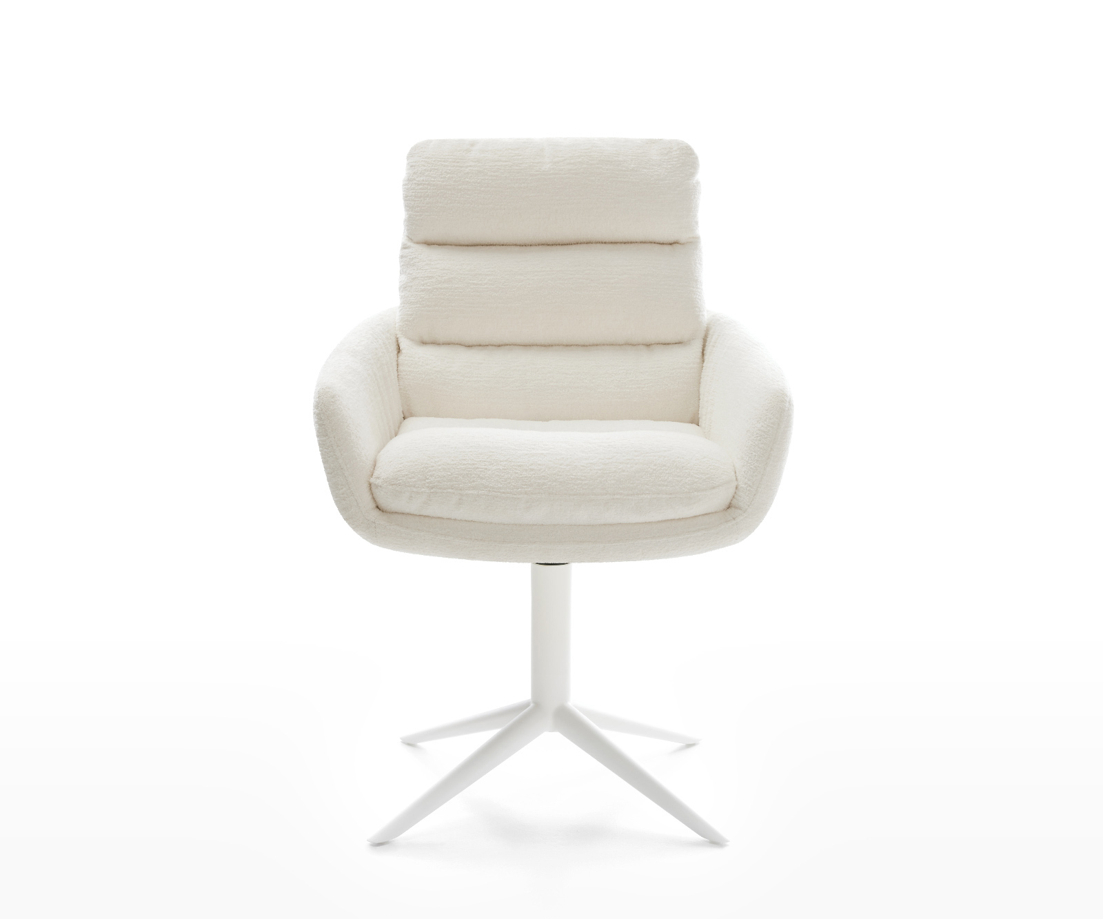 Jedálenská stolička Abelia-Flex s opierkami bouclé mäkký béžová krížová podstava biela 360° otočný hojdacia funkcia - Image 2