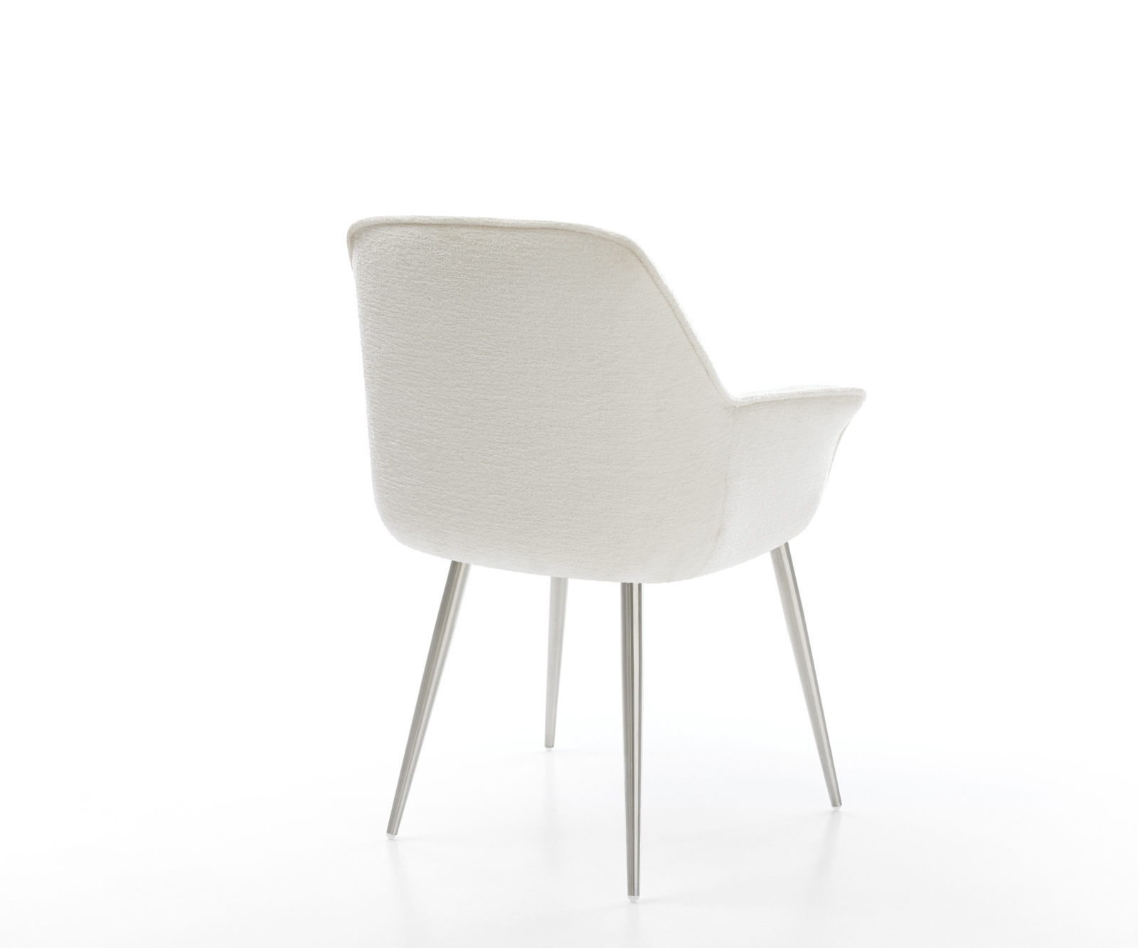 Jedálenská stolička Keila-Flex s opierkami bouclé mäkká béžová 4-nohá zúžená nerezová oceľ - Image 5