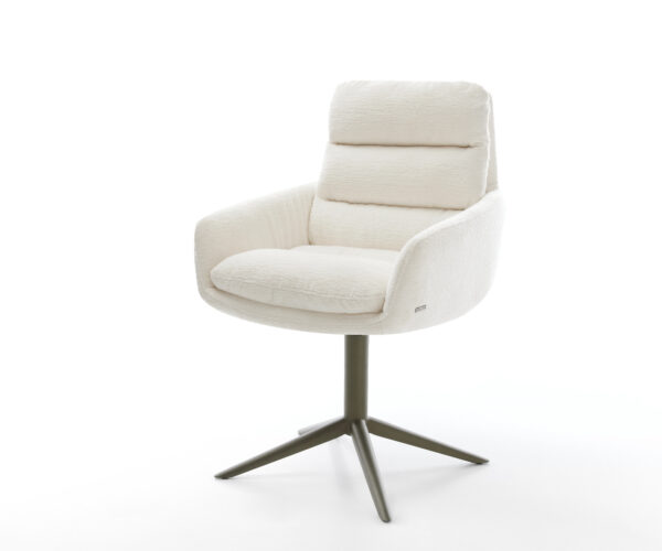 Jedálenská stolička Abelia-Flex s opierkami bouclé mäkký béžová podstava krížová podstava titánová farba 360° otočný kolískacia funkcia