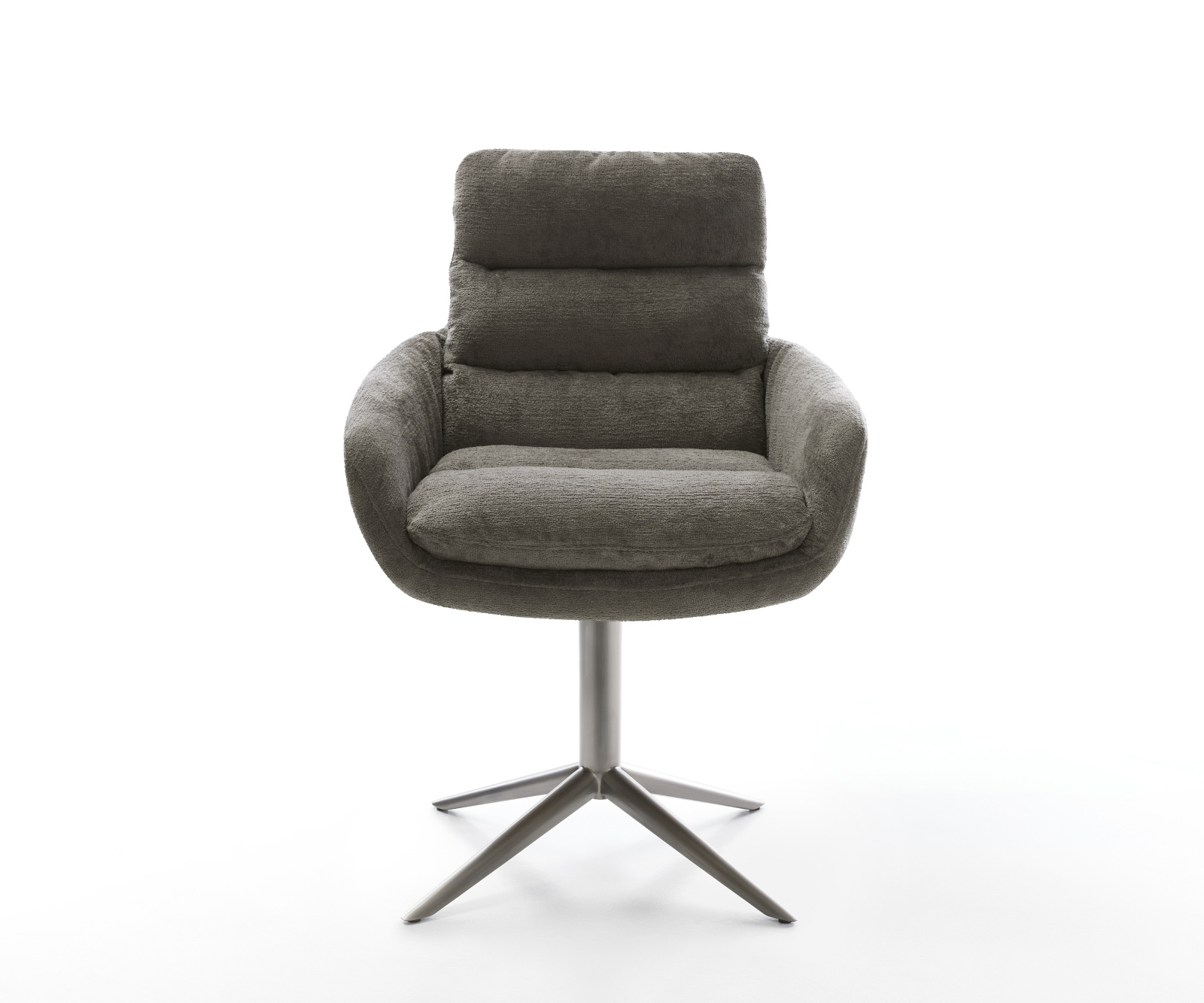 Jedálenská stolička Abelia-Flex s opierkami bouclé mäkký tmavobéžová krížová podstava grafitová 360° otočná hojdacia funkcia - Image 2