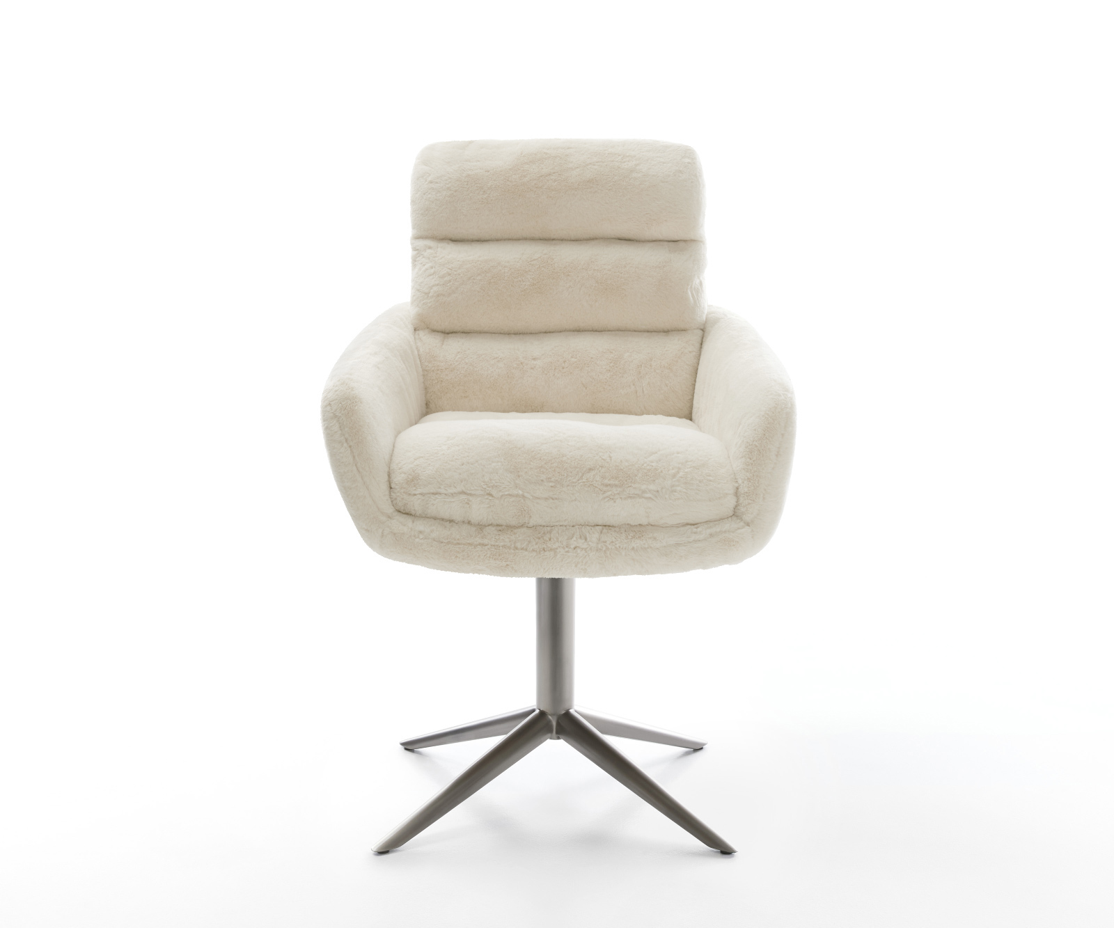 Jedálenská stolička Abelia-Flex s opierkami plyšový manšester krémovo biela krížová podstava grafitová 360° otočný hojdacia funkcia - Image 2