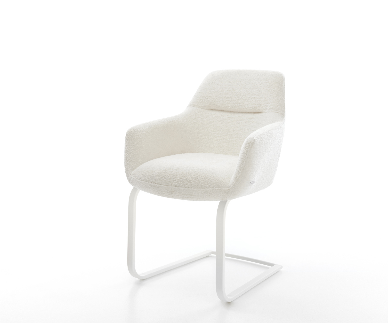 Konzolová jedálenská stolička Pejo-Flex bouclé mäkký béžová konzolová jedálenská stolička plochá biela vrecková pružina