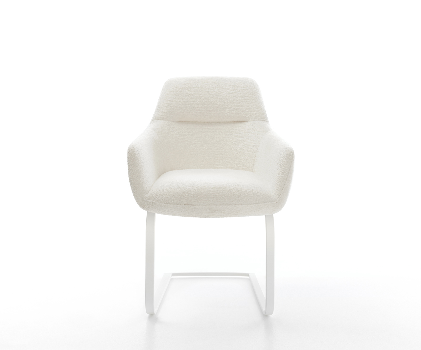 Konzolová jedálenská stolička Pejo-Flex bouclé mäkký béžová konzolová jedálenská stolička plochá biela vrecková pružina - Image 2