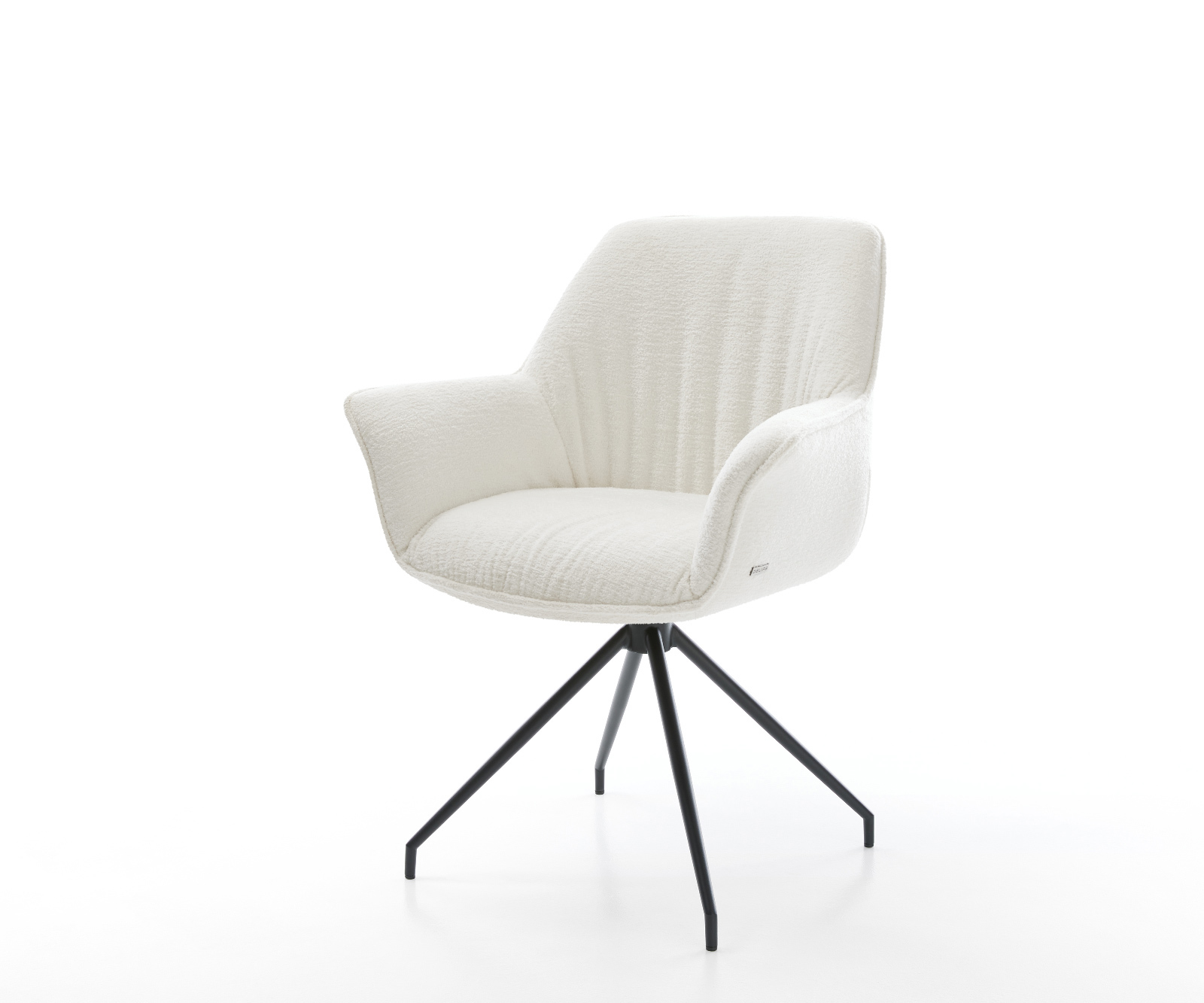 Jedálenská stolička Keila-Flex s opierkami bouclé mäkký béžová krížová podstava zúžená čierna