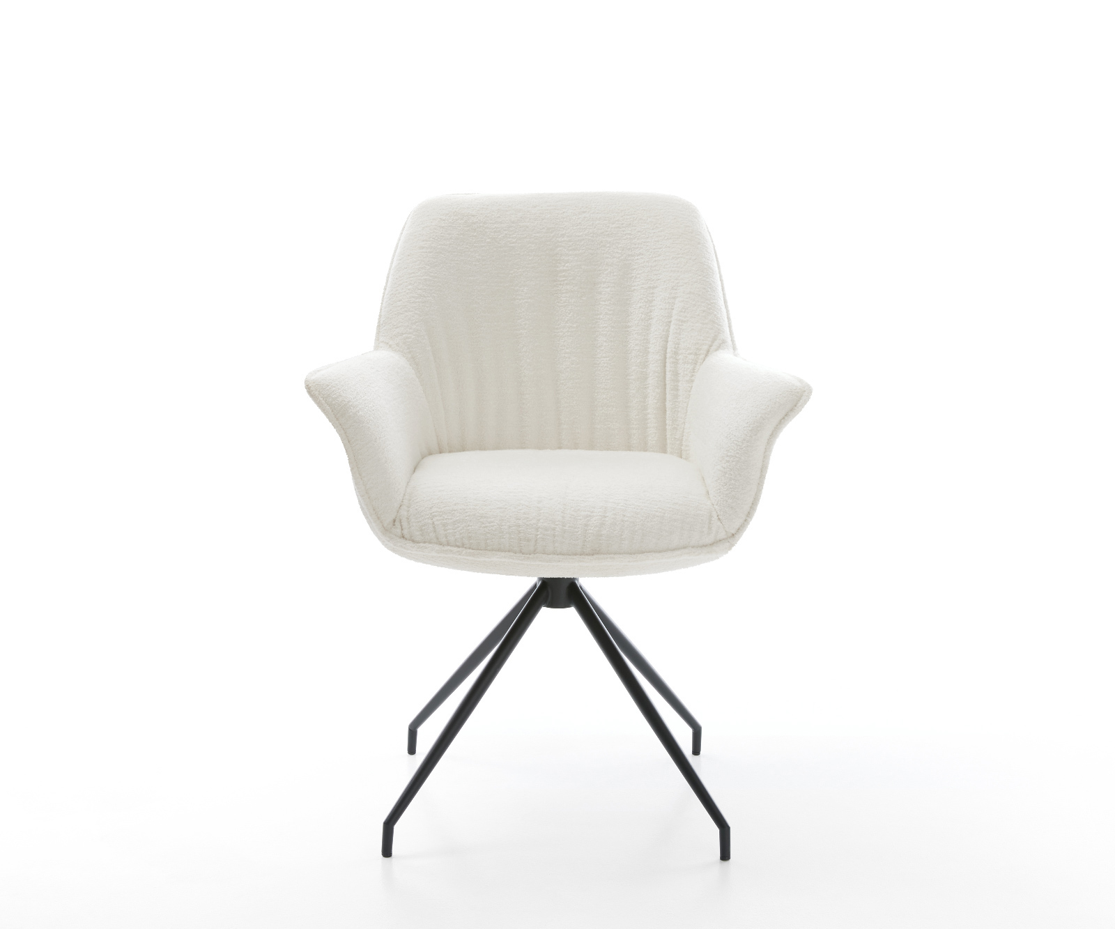 Jedálenská stolička Keila-Flex s opierkami bouclé mäkký béžová krížová podstava zúžená čierna - Image 2