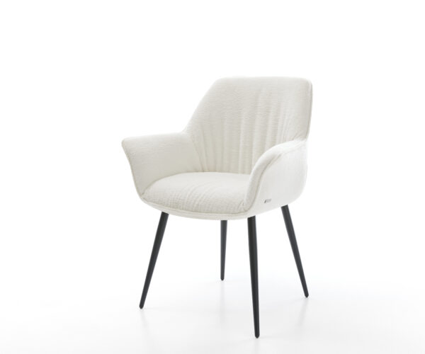 Jedálenská stolička Keila-Flex s opierkami bouclé mäkká béžová 4-nohá zúžená čierna