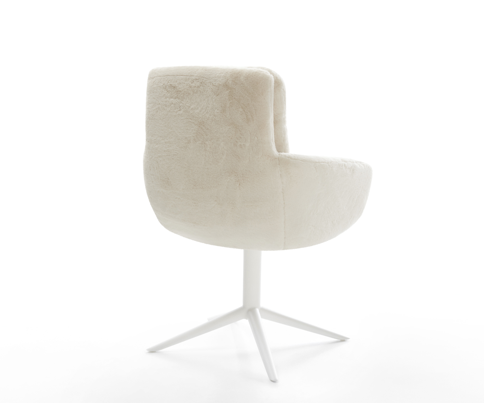 Jedálenská stolička Abelia-Flex s opierkami plyšový manšester krémovo biela krížová podstava biela 360° otočný hojdacia funkcia - Image 5