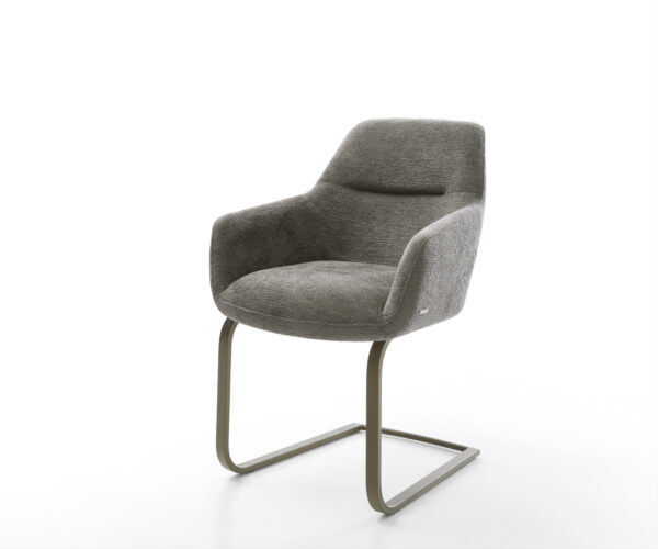 Konzolová podstava Pejo-Flex bouclé mäkký tmavobéžová konzolová podstava plochý titánová farba vrecková pružina