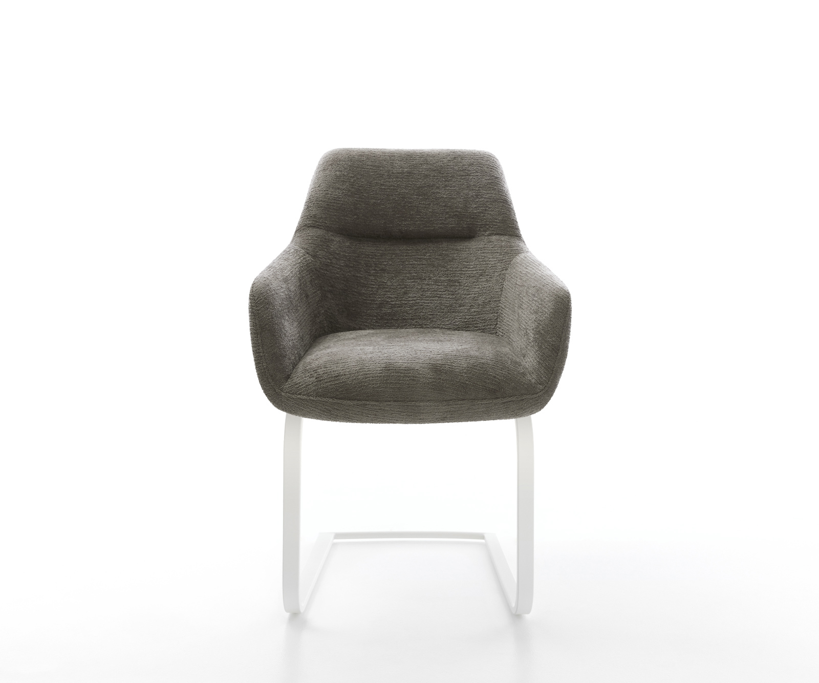 Konzolová jedálenská stolička Pejo-Flex bouclé mäkký tmavobéžová konzolová jedálenská stolička plochá biela vrecková pružina - Image 2