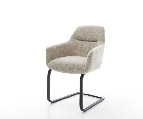 Jedálenská stolička Pejo-Flex tkanina mäkká béžová jedálenská stolička plochá čierna vrecková pružina