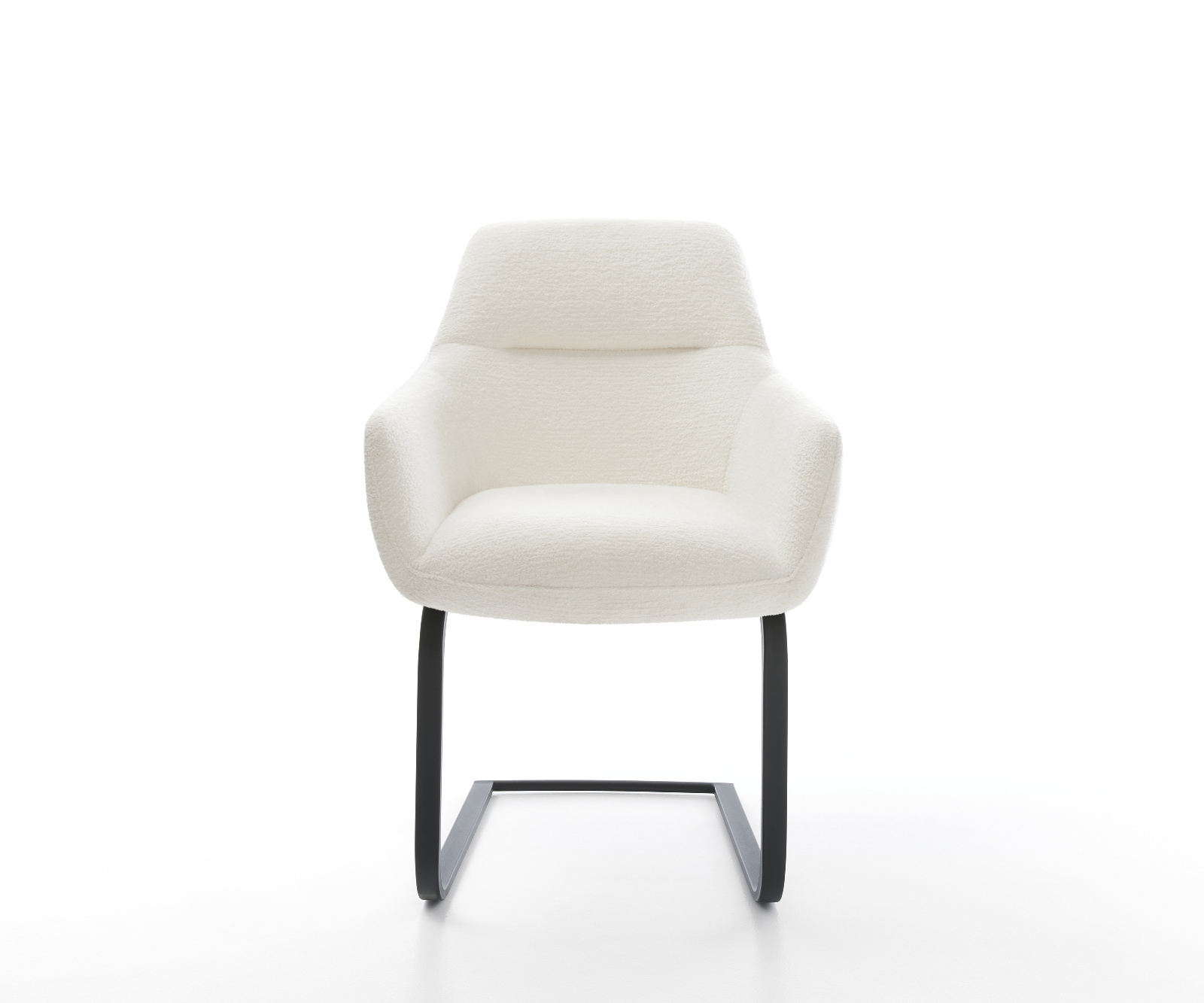 Konzolová jedálenská stolička Pejo-Flex bouclé mäkký béžová konzolová jedálenská stolička plochá čierna vrecková pružina - Image 2