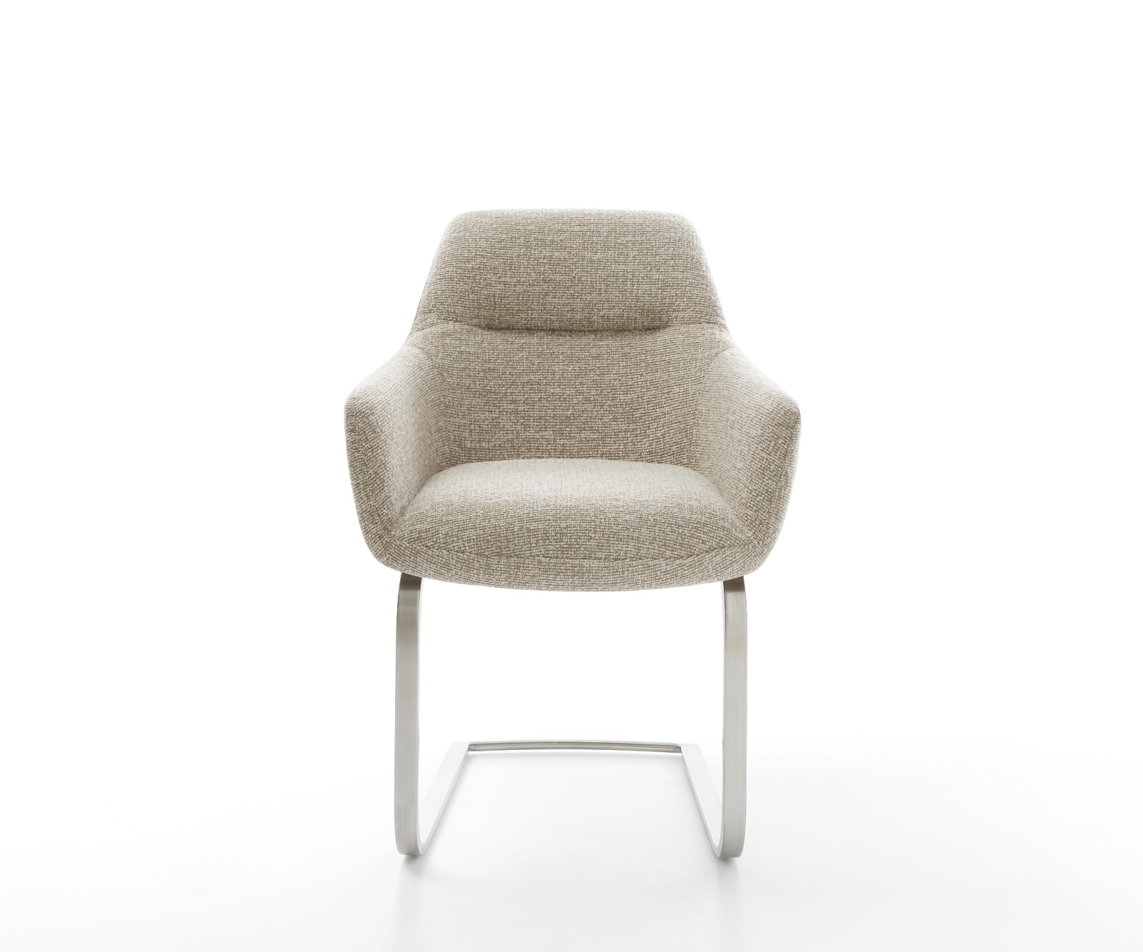 Jedálenská stolička Pejo-Flex tkanina mäkký béžová konzolová podstava plochý nerezová oceľ vrecková pružina - Image 2