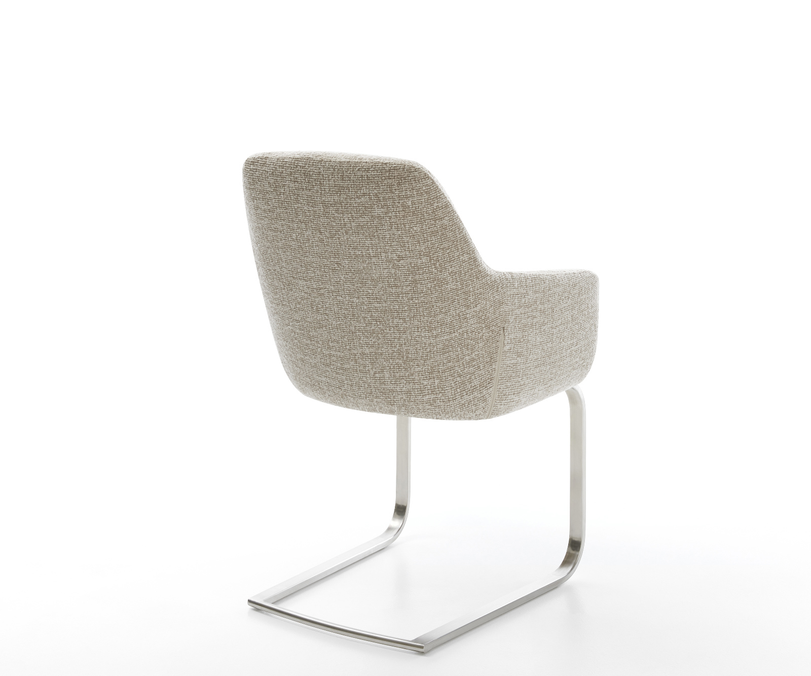 Jedálenská stolička Pejo-Flex tkanina mäkký béžová konzolová podstava plochý nerezová oceľ vrecková pružina - Image 5