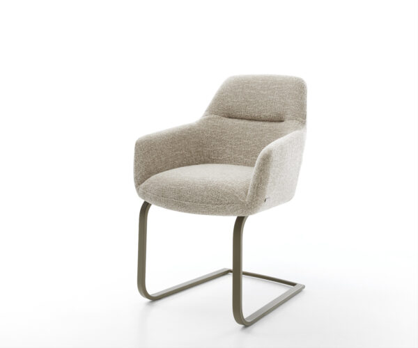 Jedálenská stolička Pejo-Flex tkanina mäkký béžová jedálenská stolička plochý titánová farba vrecková pružina