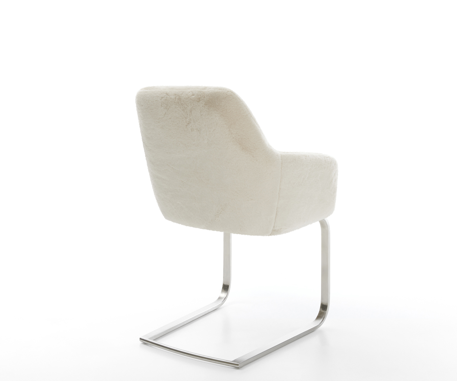 Jedálenská stolička Pejo-Flex plyšový manšester krémovo biela konzolová podstava plochá nerezová oceľ vrecková pružina - Image 5