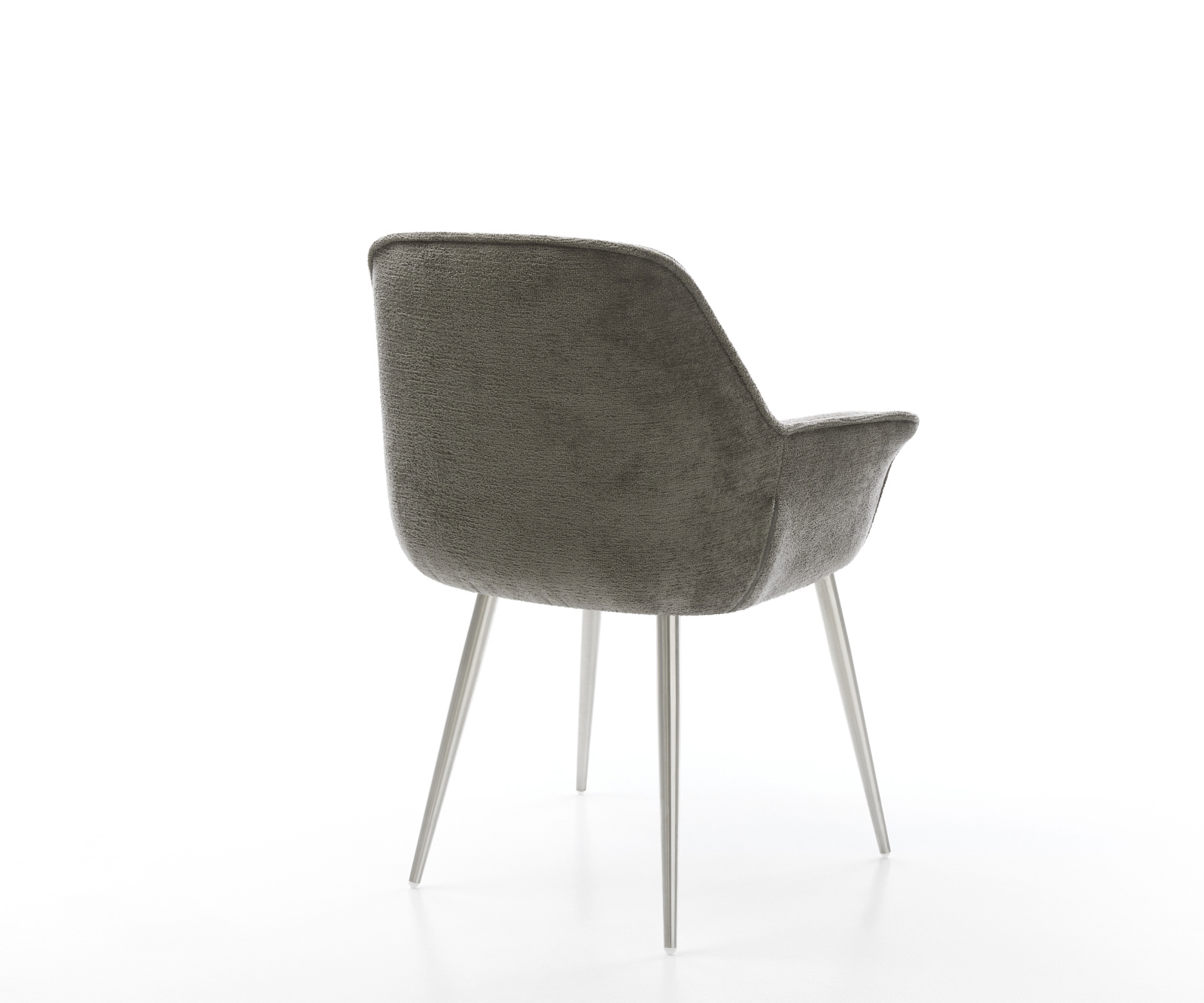 Jedálenská stolička Keila-Flex s opierkami bouclé mäkký tmavobéžová 4-nohá zúžená nerezová oceľ - Image 5