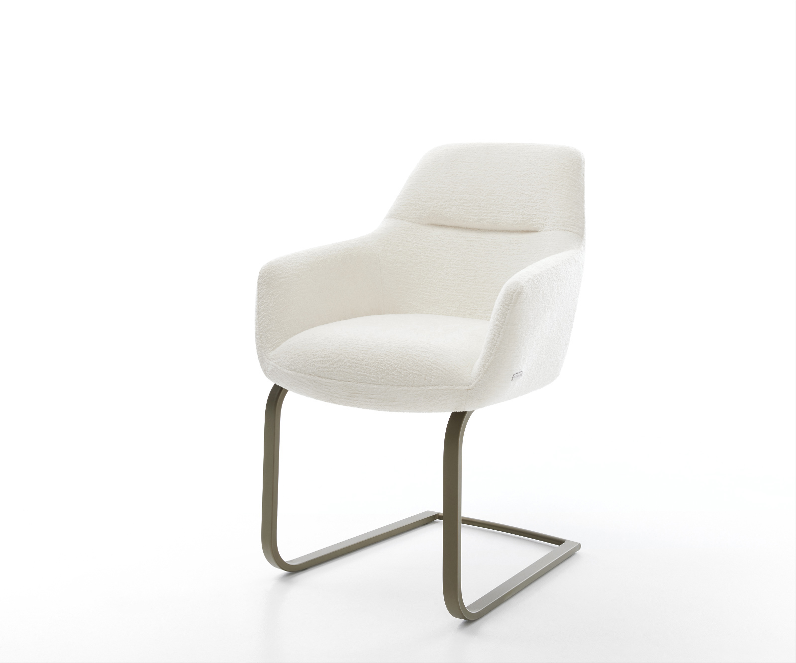 Konzolová jedálenská stolička Pejo-Flex bouclé mäkký béžová konzolová jedálenská stolička plochý titánová farba vrecková pružina