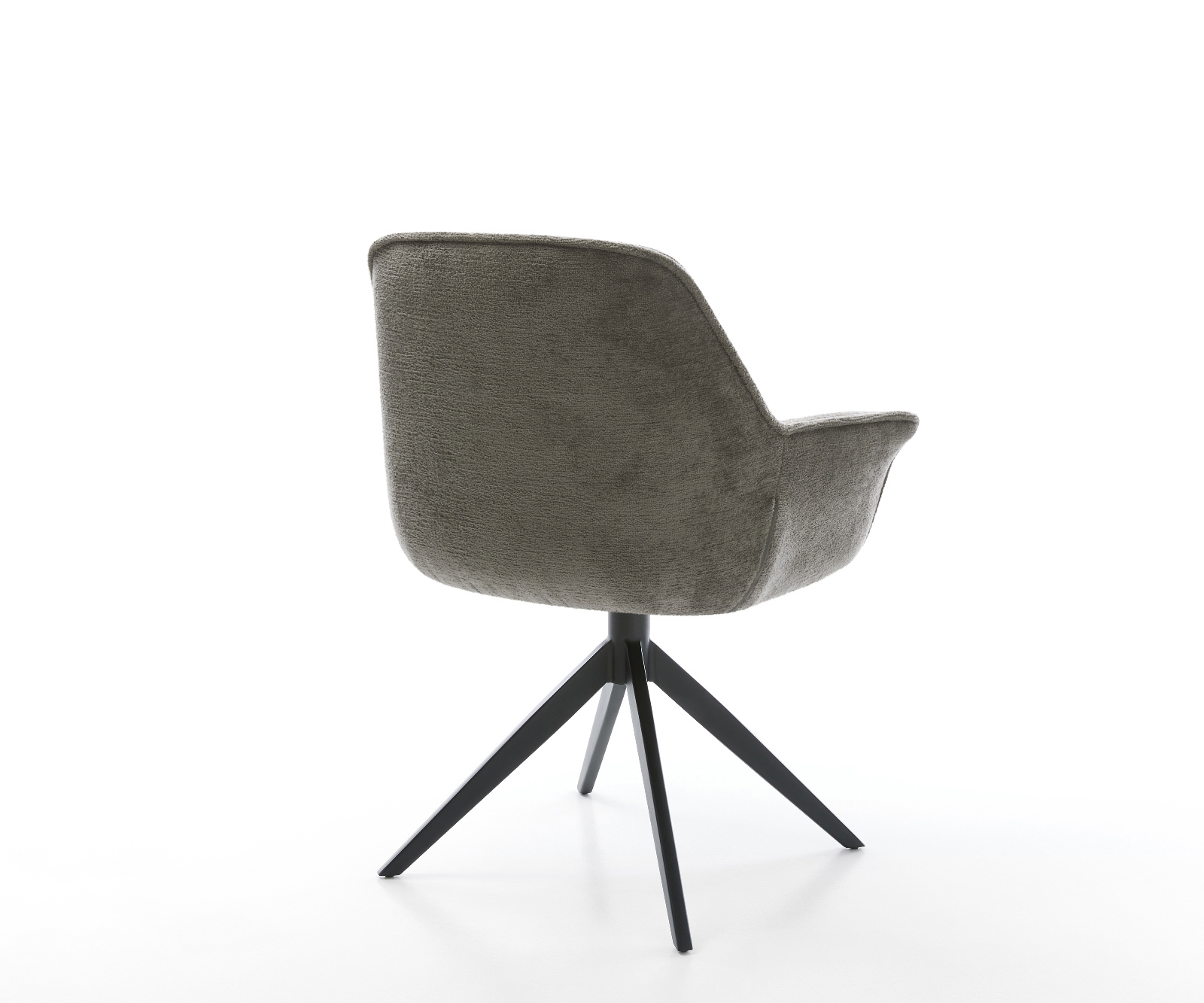 Jedálenská stolička Keila-Flex s opierkami bouclé mäkký tmavobéžová krížová podstava široká čierna 360° otočná hojdacia funkcia - Image 5