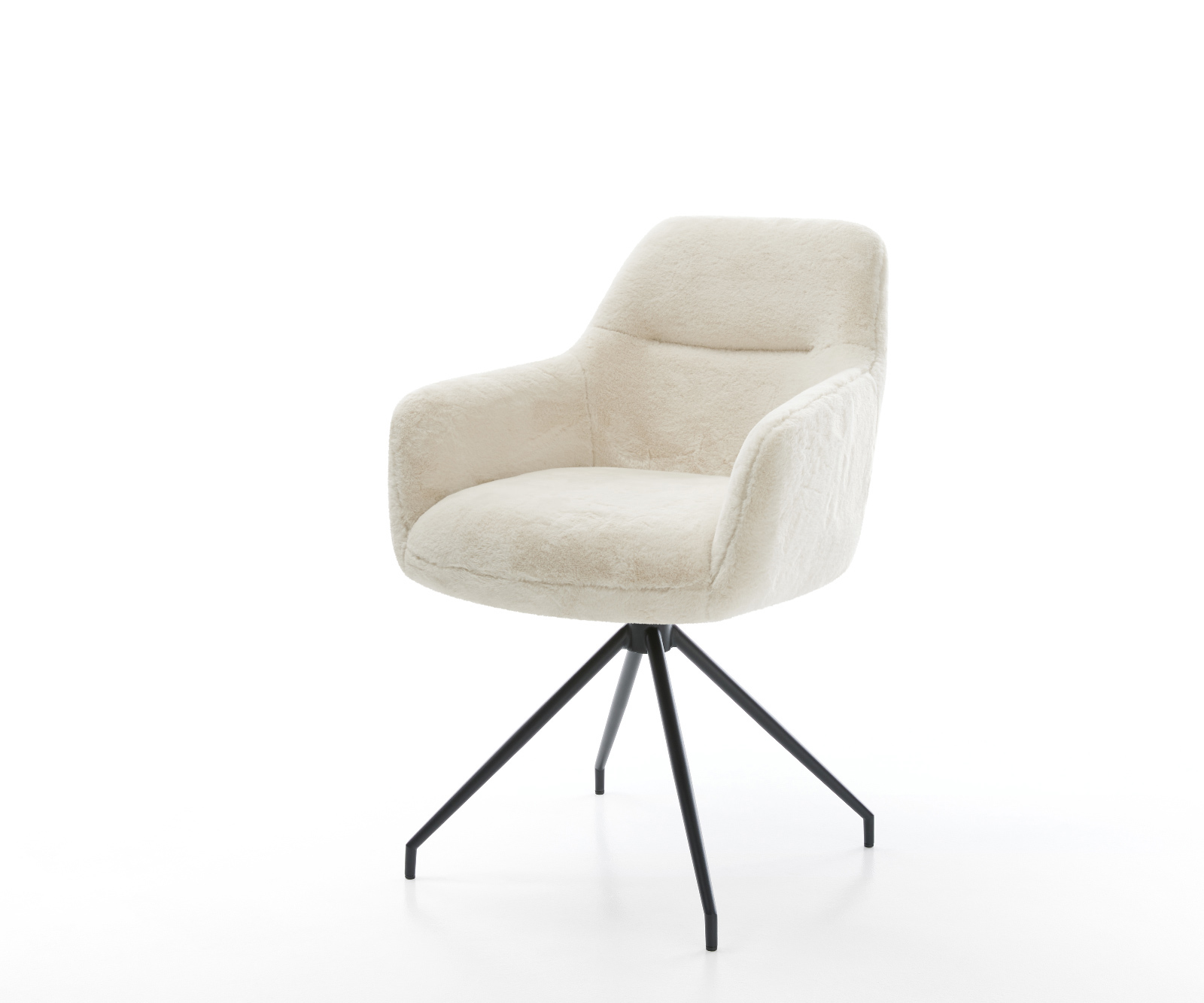 Jedálenská stolička Pejo-Flex plyšový manšester krémovo biela krížová podstava zúžená čierna vrecková pružina