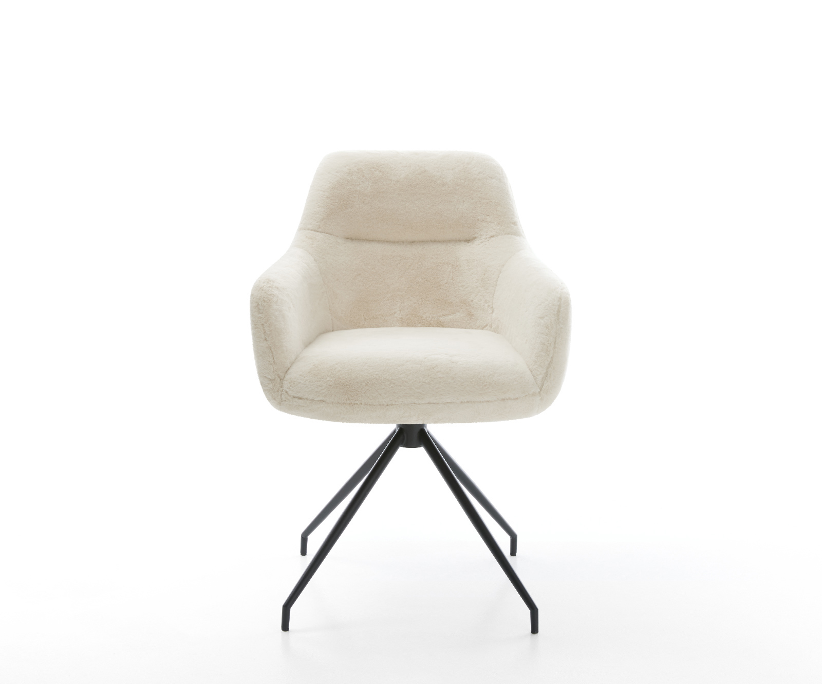 Jedálenská stolička Pejo-Flex plyšový manšester krémovo biela krížová podstava zúžená čierna vrecková pružina - Image 2