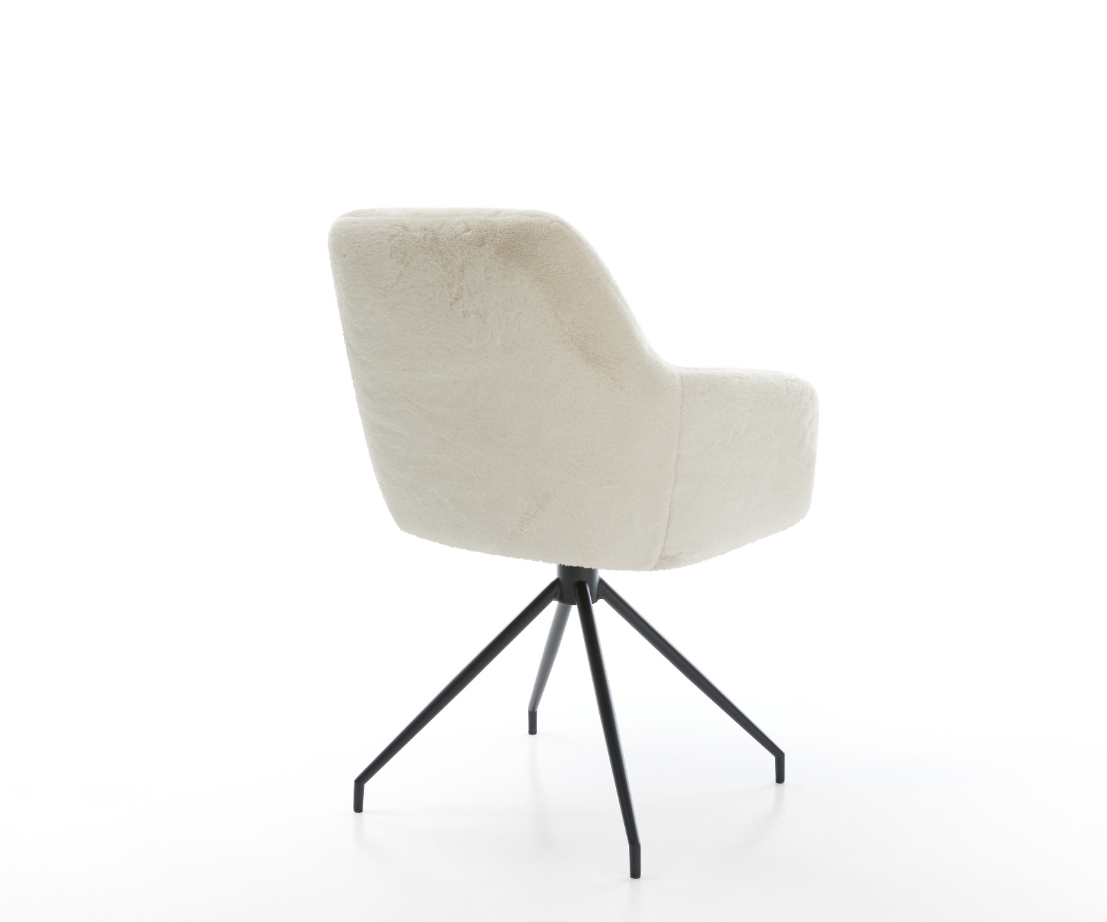 Jedálenská stolička Pejo-Flex plyšový manšester krémovo biela krížová podstava zúžená čierna vrecková pružina - Image 5