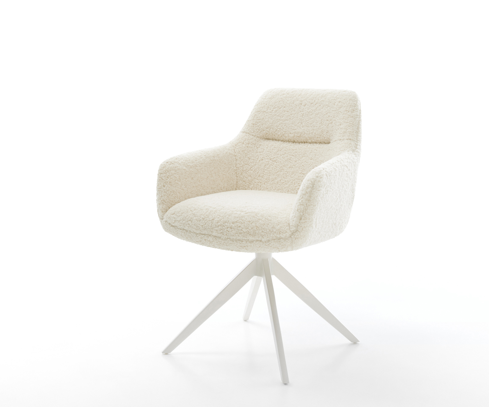 Jedálenská stolička Pejo-Flex teddy látka béžová krížová podstava široká biela 360° otočný hojdacia funkcia vrecková pružina