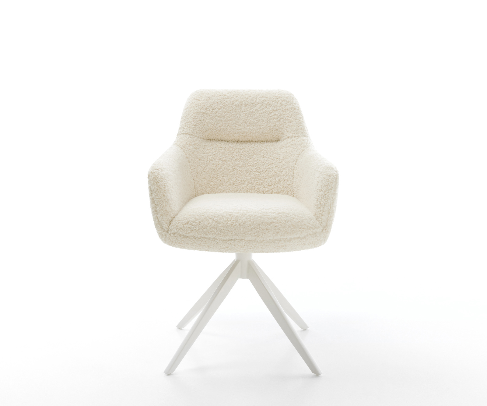 Jedálenská stolička Pejo-Flex teddy látka béžová krížová podstava široká biela 360° otočný hojdacia funkcia vrecková pružina - Image 2