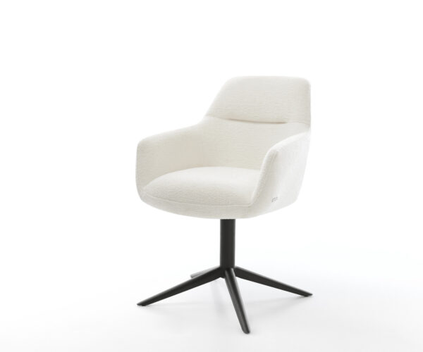 Jedálenská stolička Pejo-Flex bouclé mäkký béžová čierna krížová podstava 360° otočný hojdacia funkcia vrecková pružina