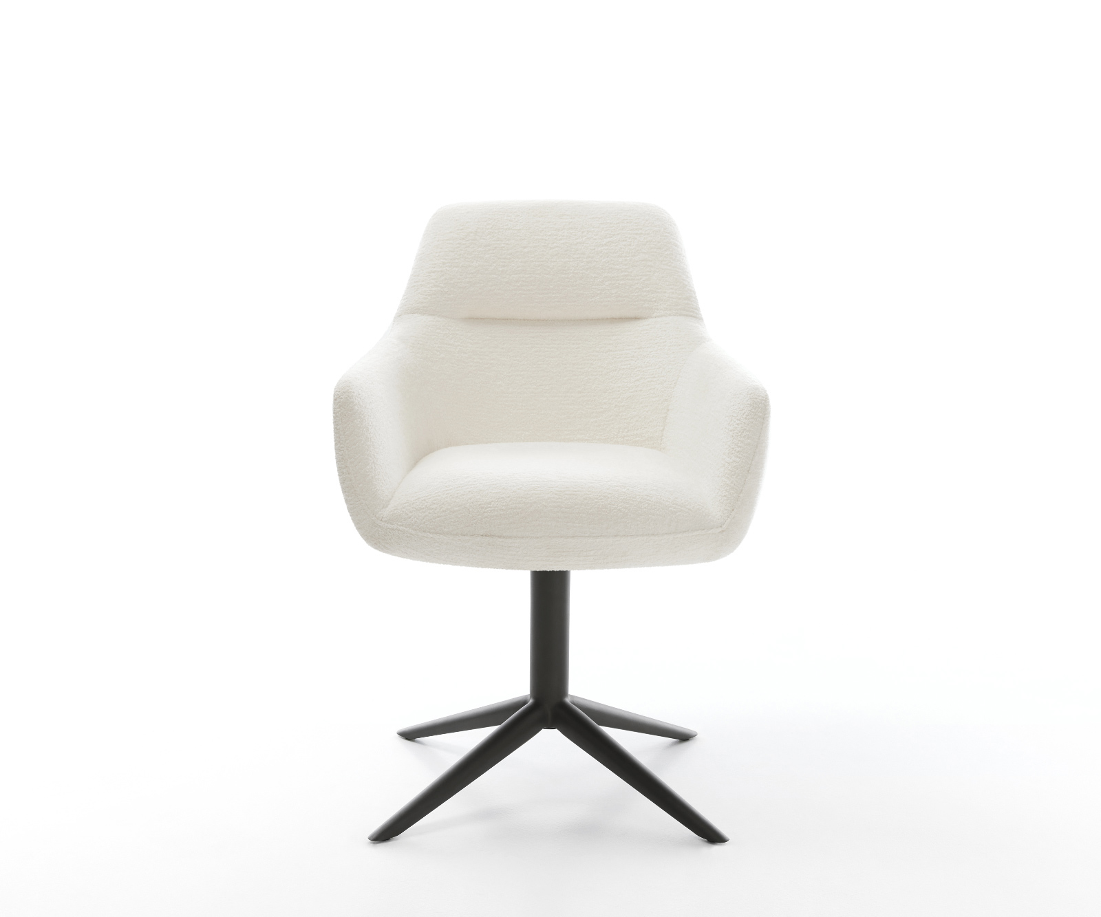 Jedálenská stolička Pejo-Flex bouclé mäkký béžová čierna krížová podstava 360° otočný hojdacia funkcia vrecková pružina - Image 2